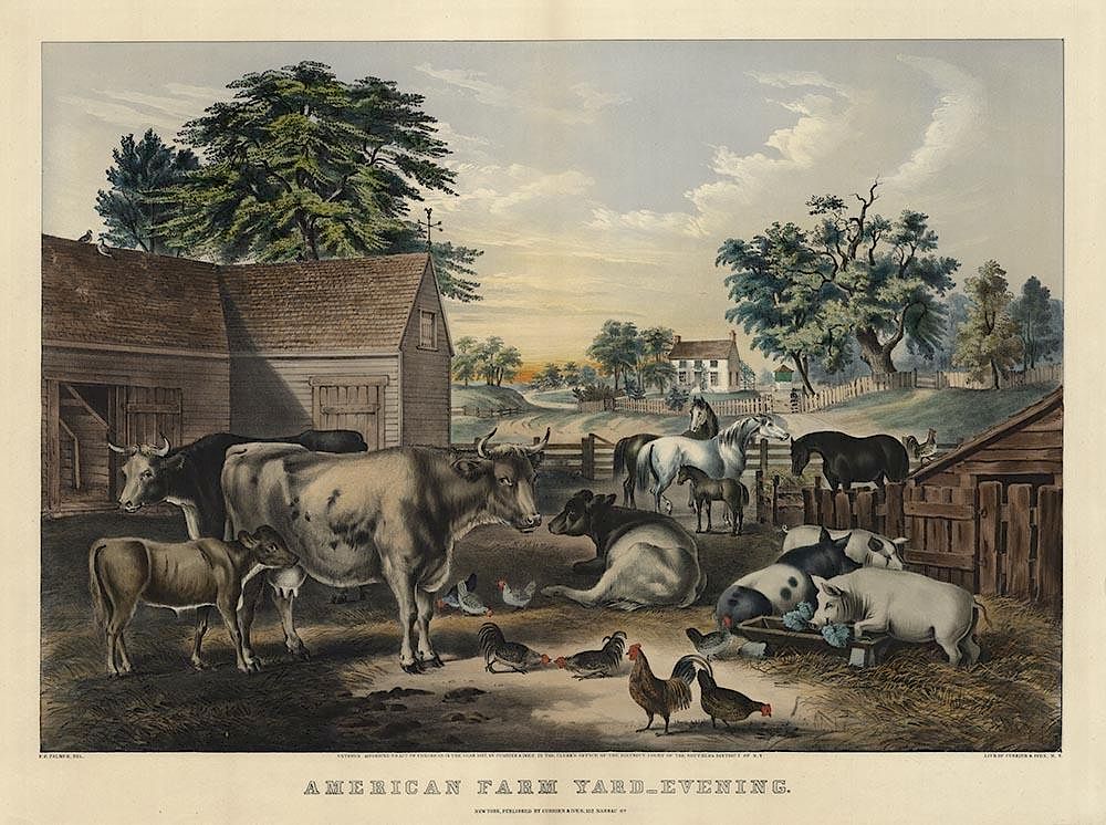 Appraisal: American Farm Yard - Original Large Folio Currier Ives Lithograph