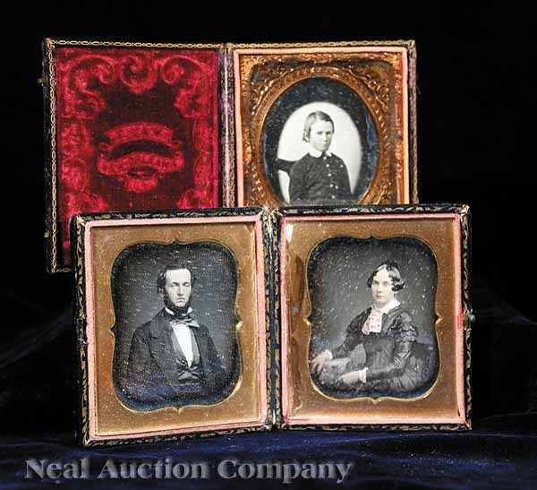 Appraisal: Cased Images a group of three sixth plate daguerreotypes consisting