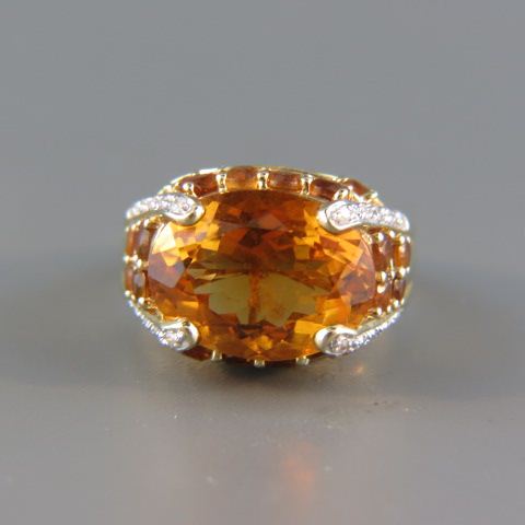 Appraisal: Citrine Ring large oval and round gems totaling carats in