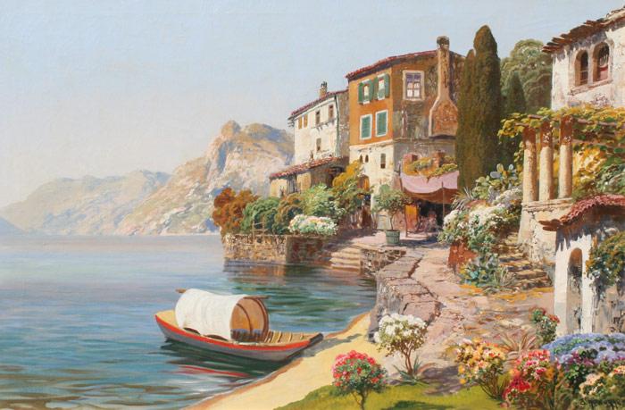 Appraisal: ARNEGGER Georg Austrian - Sorrento Coastal Scene OIL Canvas ''