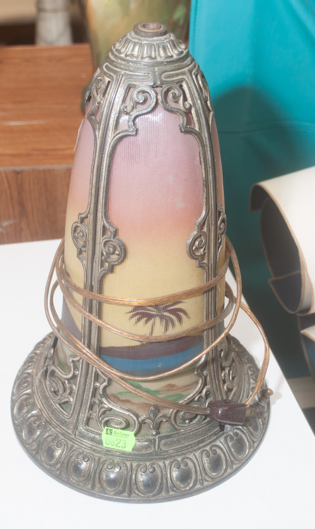 Appraisal: Reverse painted hanging lamp