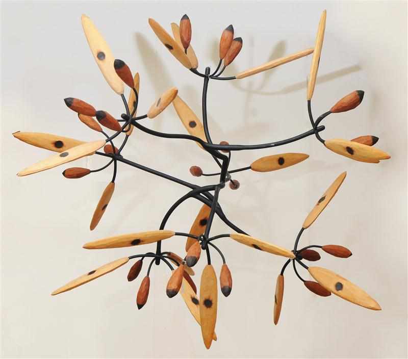 Appraisal: ATTRIBUTED TO JAMES SURLS LARGE METAL AND WOOD HANGING SCULPTURE