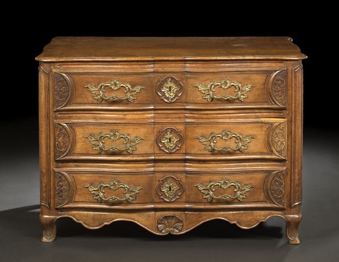 Appraisal: Good Regence-Style Carved Walnut Commode in the Lyonnaise manner the