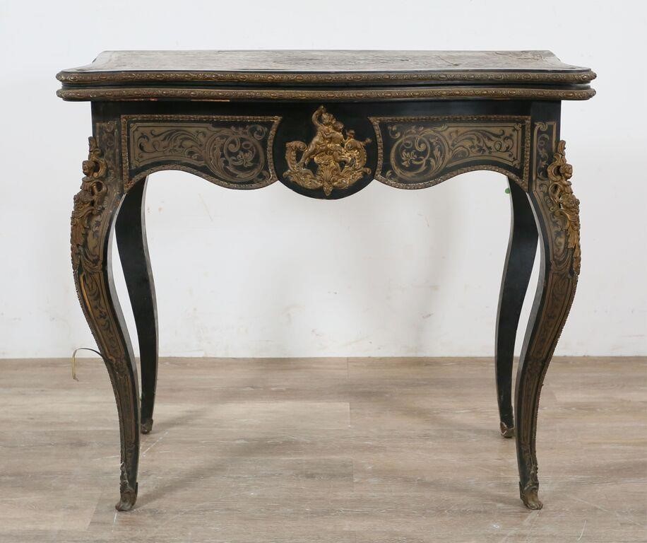 Appraisal: Louis XV style lacquered brass inlaid gaming or card table