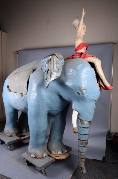 Appraisal: Animatronic Circus Elephant With Acrobat Girl Large electric elephant automaton