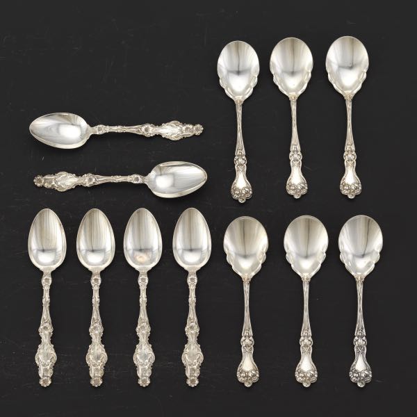 Appraisal: SIX ALVIN STERLING TEASPOONS MAJESTIC PATTERN AND SIX WHITING TEASPOONS