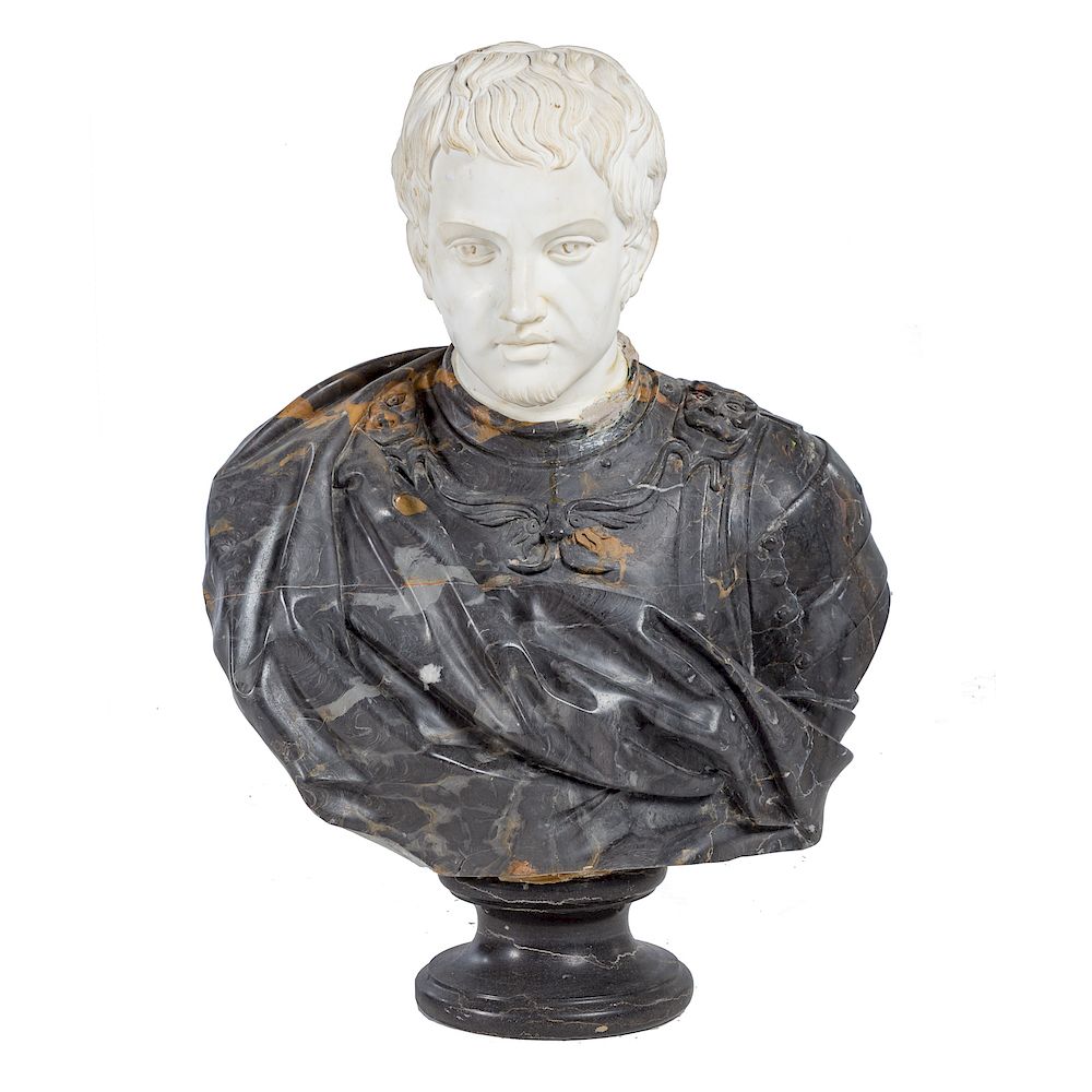 Appraisal: Classical style carved marble bust of a Caesar variegated marble