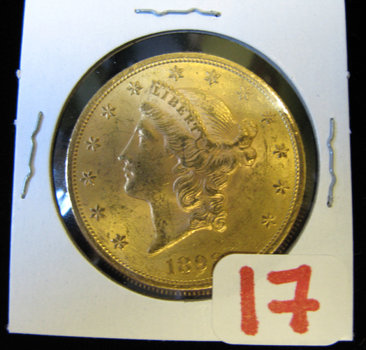 Appraisal: U S TWENTY DOLLAR GOLD COIN Liberty head type -P