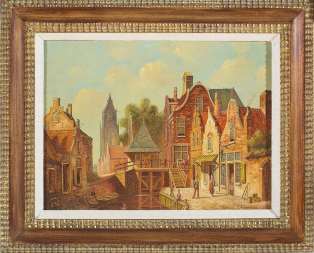 Appraisal: Louis Dommerson Dutch th c A Street Scene in Oudewater