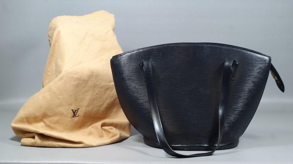 Appraisal: Black leather Louis Vuitton handbag marked Louis Vuitton Paris Made