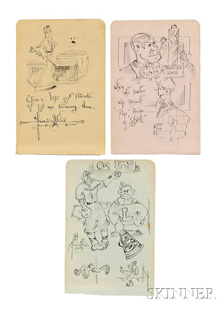 Appraisal: Kline Franz - Three Signed Leaves of Drawings Three pages