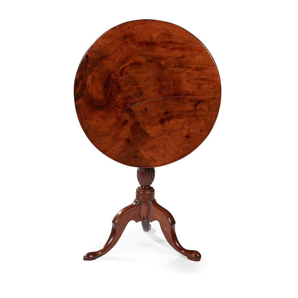 Appraisal: GEORGE III WALNUT TRIPOD TEA TABLE MID TH CENTURY the