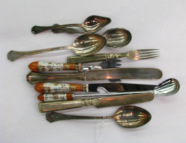 Appraisal: Group of Silver Plated Cloisonne Flatware including a set of