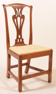 Appraisal: American Chippendale Cherry Side chair Shaped crest with carved ears