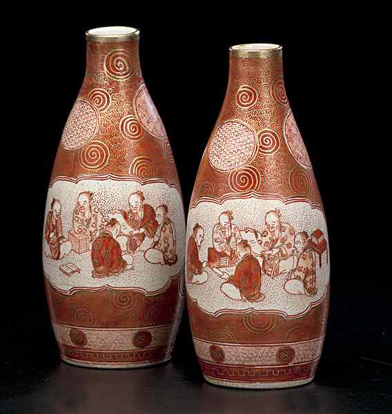 Appraisal: Japanese Kutani Vases Japanese a pair of Kutani vases with