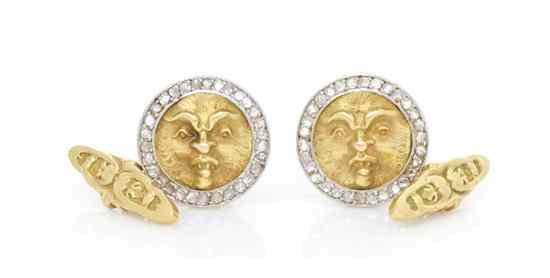 Appraisal: A Pair of Edwardian Karat Gold and Diamond North Winds