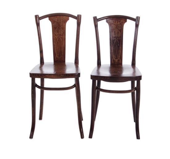 Appraisal: Pair Thonet stenciled bentwood side chairs late th century BH