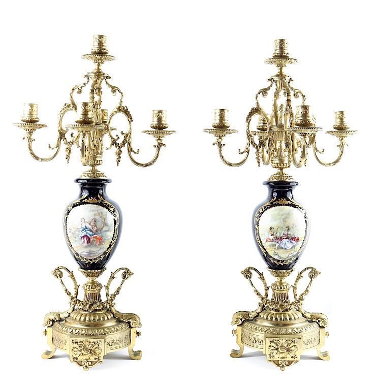 Appraisal: Late th Century Pair of Sevres Candelabras Late th -