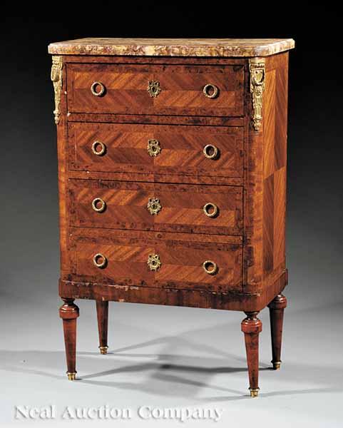 Appraisal: A Louis XVI-Style Kingwood Parquetry and Bronze-Mounted Commode having a