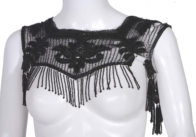 Appraisal: A s BLACK BEADED LACE NECK PIECE hook and eye