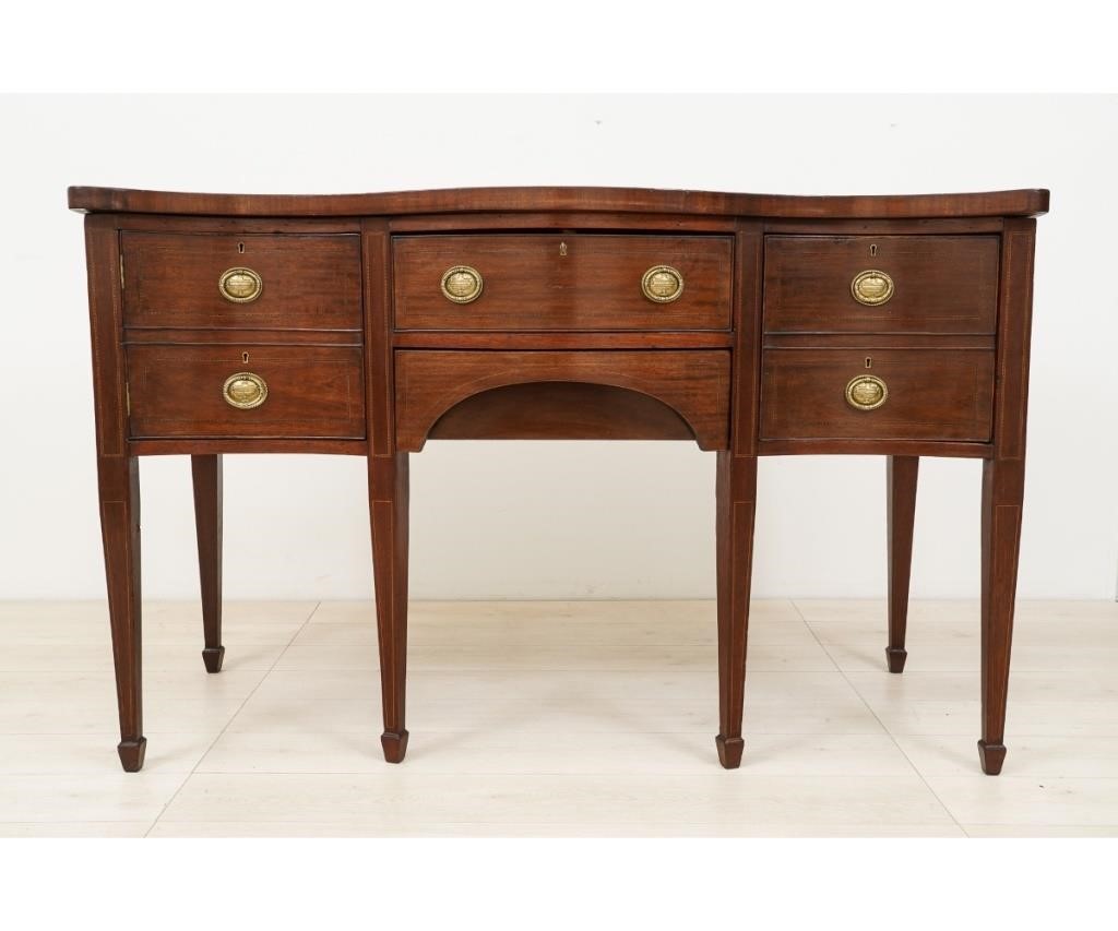 Appraisal: Georgian mahogany inlaid sideboard circa with serpentine front h x