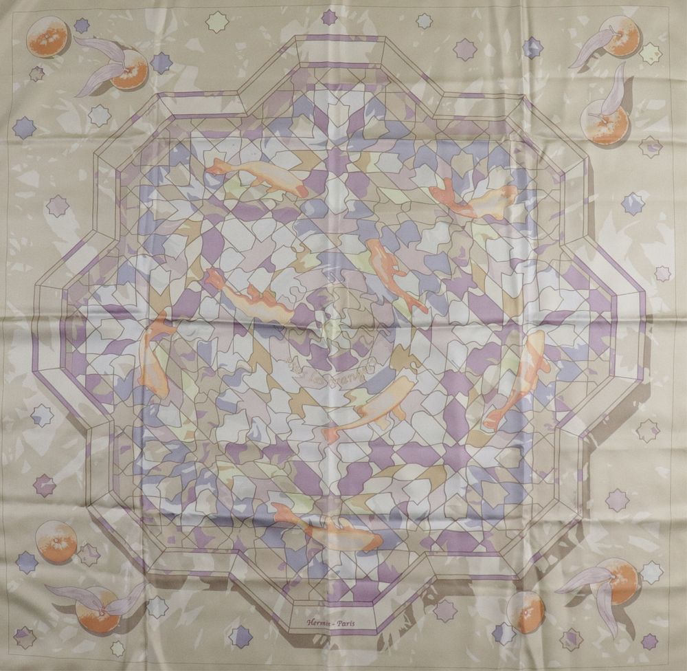 Appraisal: Hermes Silk Scarf - Sous Les Orangers Hermes silk scarf