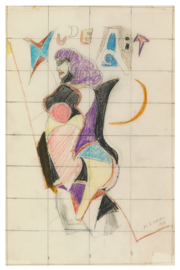 Appraisal: RICHARD LINDNER Nude Art Color crayons and pencil on tracing