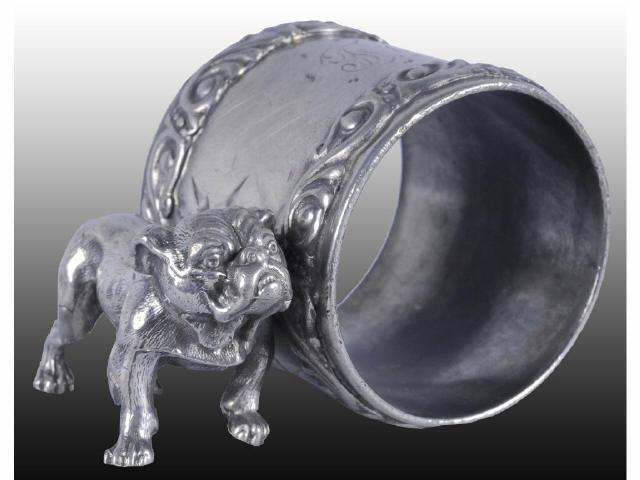 Appraisal: Small Bull Dog Figural Napkin Ring Description Bull dog stands