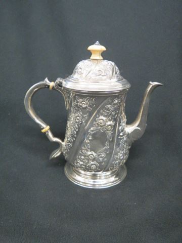 Appraisal: th Century Sterling Silver Teapot floral decor hallmarked tall excellent