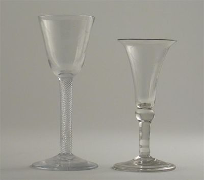 Appraisal: A wine glass with plain bowl on an air twist