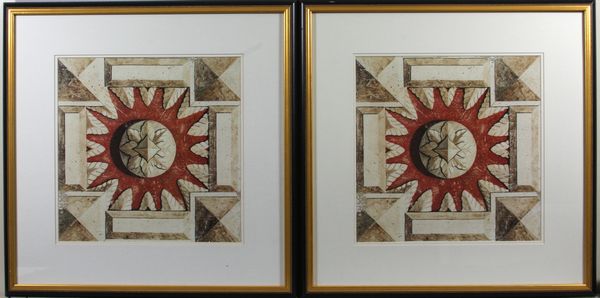 Appraisal: Pair of th Century architectural free prints framed and matted