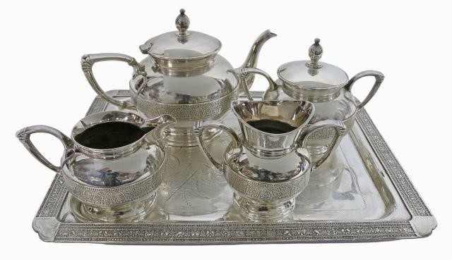 Appraisal: lot of American silver plate tea service Simpson Hall Miller