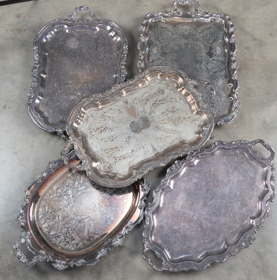 Appraisal: This lot will consist of five ornate antique silver plate