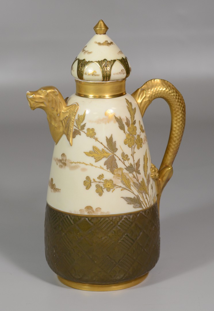 Appraisal: Ott Brewer Belleek coffee pot dragon spout handle wear to