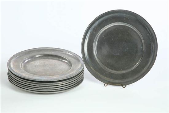 Appraisal: EIGHT PEWTER PLATES Shallow plates stamped on the underside with