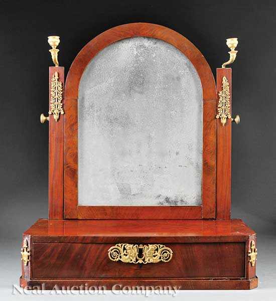 Appraisal: An Empire Gilt Bronze-Mounted Mahogany Gentleman's Dressing Mirror mid- th