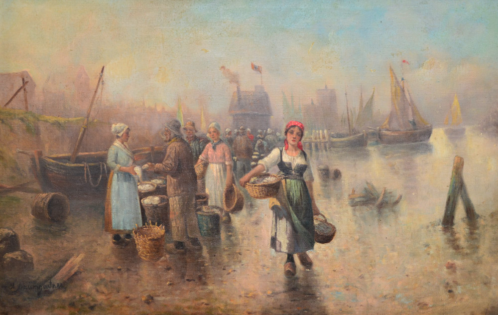 Appraisal: BAUMGARTNER-STOILOFF Adolf Russian Austrian - Fish Market Scene Oil Canvas