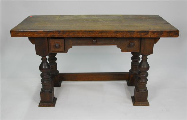 Appraisal: SPANISH STYLE WALNUT WRITING TABLE height inches width inches depth