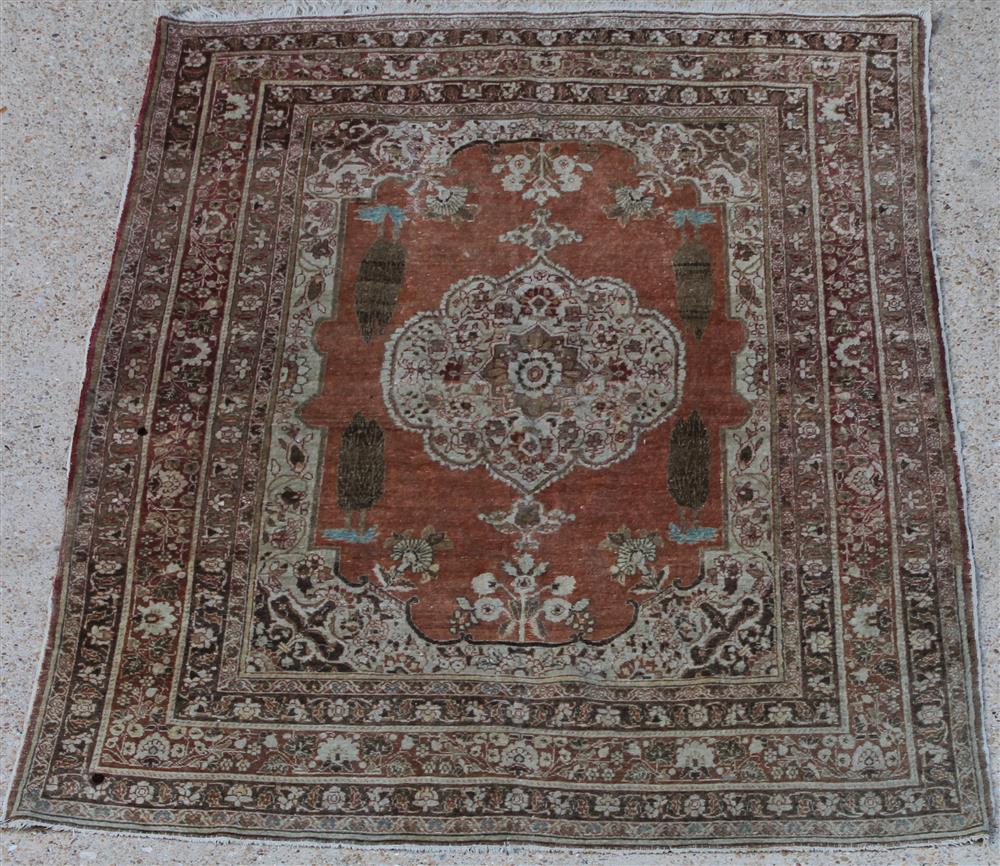 Appraisal: PERSIAN BIJAR WOOL RUG medallion within corner spandrels surrounded by