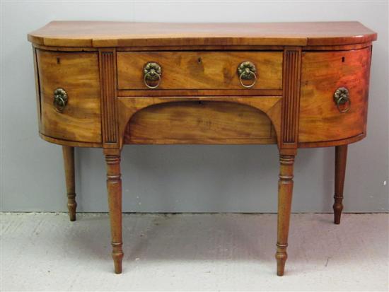 Appraisal: th century mahogany bow fronted sideboard two drawers flanked by