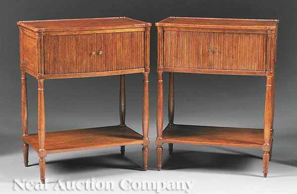 Appraisal: A Pair of Louis XVI-Style Mahogany Tambour Side Tables th