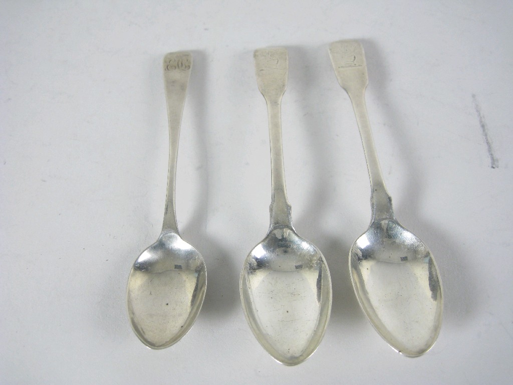 Appraisal: Pair of George III Teaspoons fiddle pattern engraved crests York