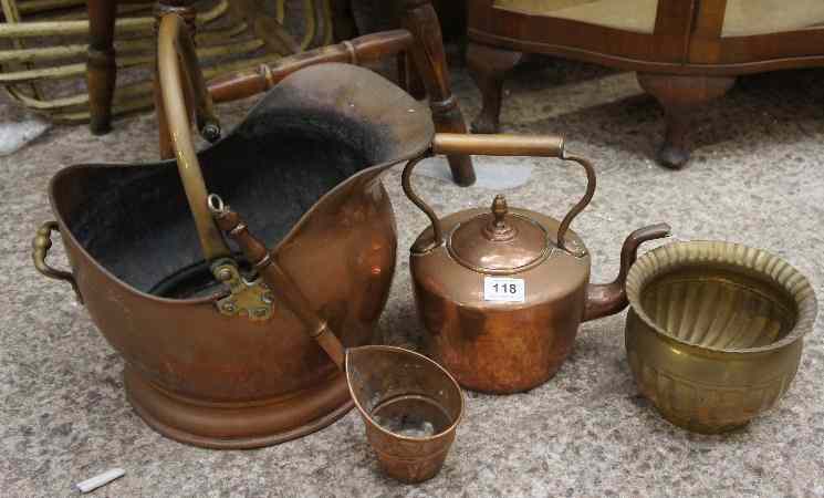 Appraisal: Copper items to include Teapot Coal Scuttle etc