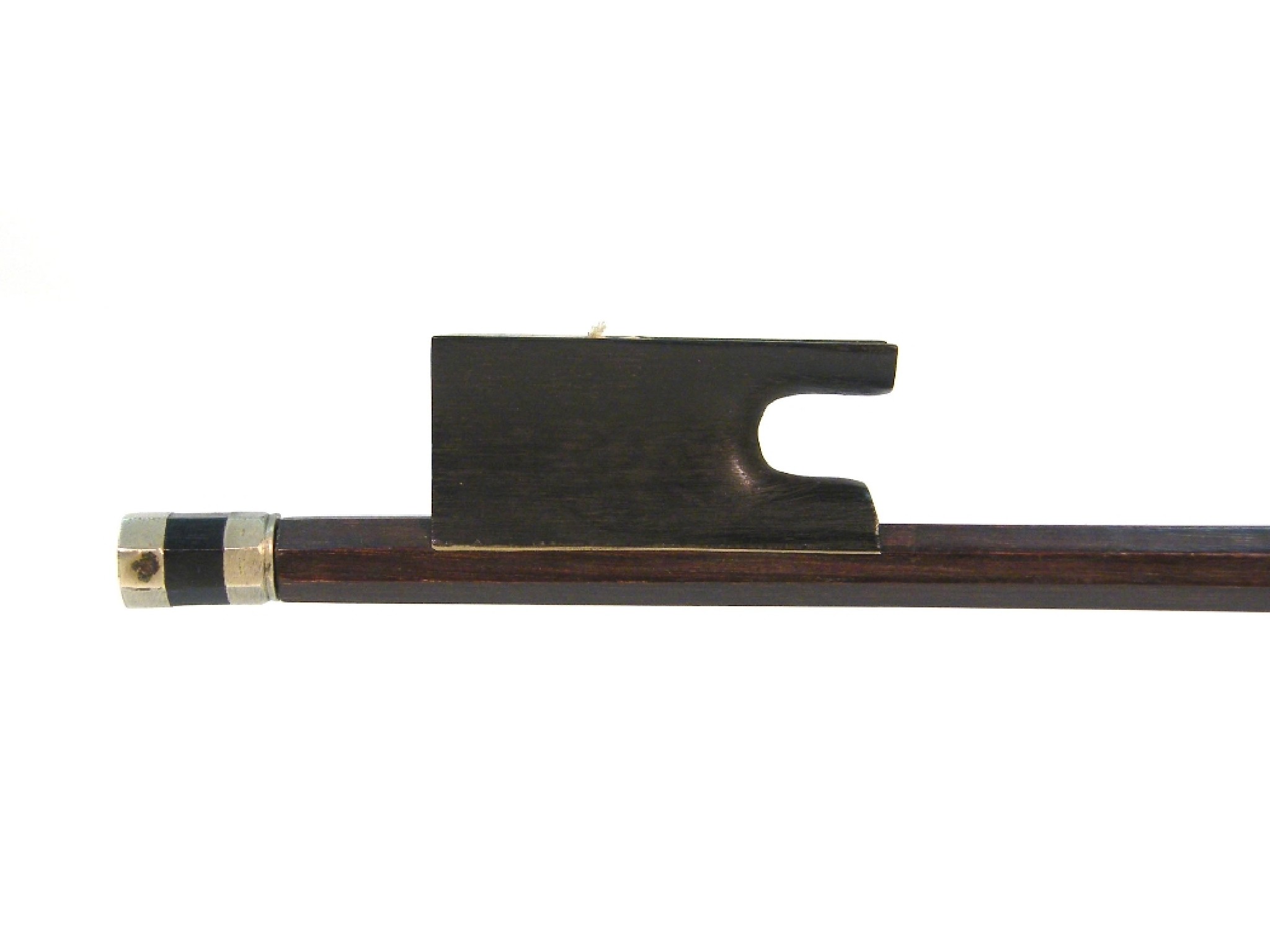 Appraisal: French nickel mounted violin bow of the Peccatte School the