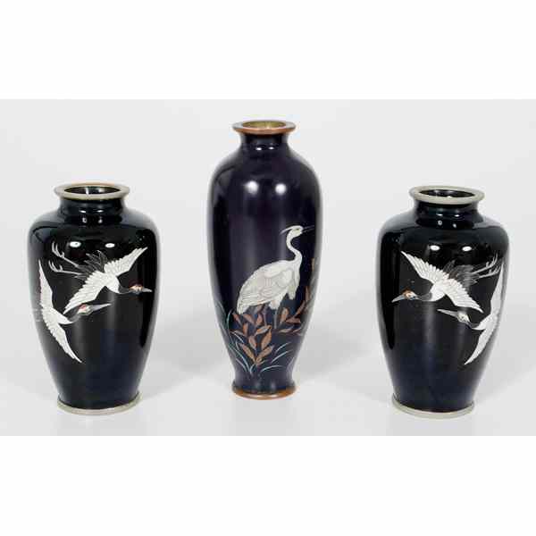 Appraisal: Japanese Sato Cabinet Vases Japanese A pair of Sato cloisonne