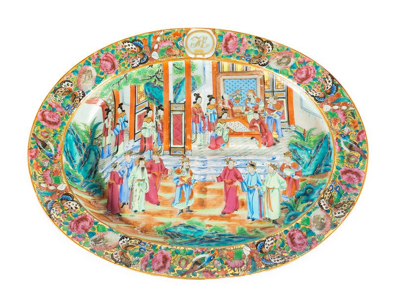 Appraisal: A Chinese Famille Rose Porcelain Well and Tree Platter Length