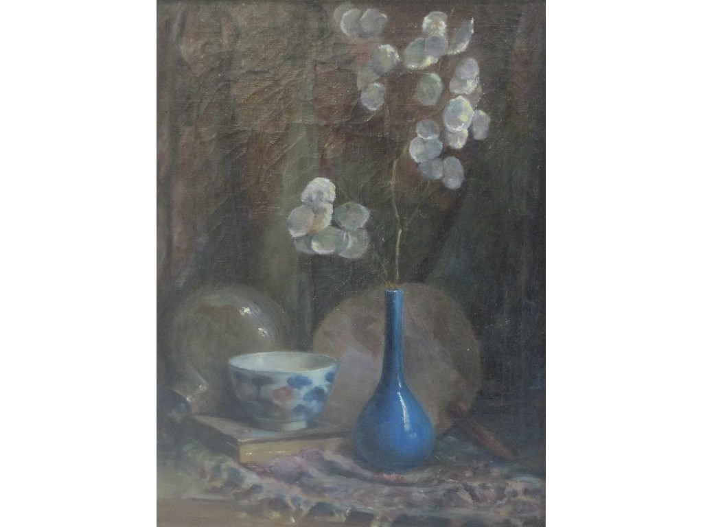 Appraisal: Oil on canvas 'Still life with Lunia' intialled DMR verso