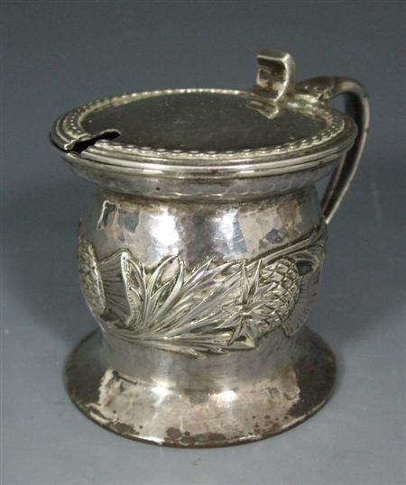 Appraisal: OMAR RAMSDEN ALWYN CARR LIDDED MUSTARD POT DATED silver the