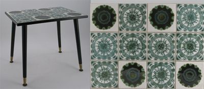 Appraisal: Alan Wallwork born a tile topped table twelve tiles each