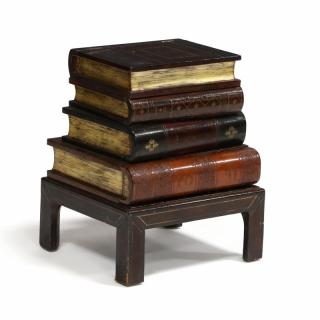 Appraisal: Maitland Smith Faux Leather Book Side Table late th century